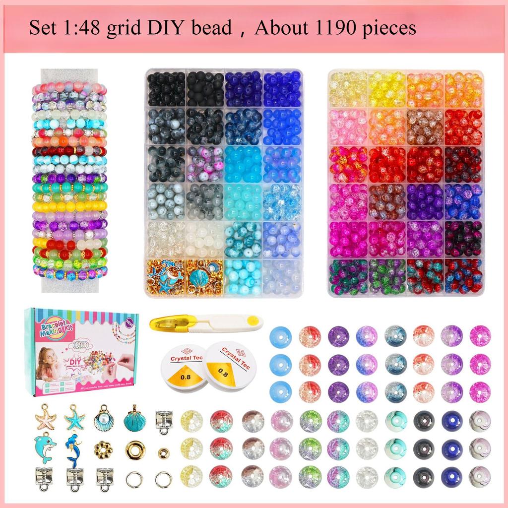 Gemischtfarbige Kristallglasperlen-Set Perlenarbeiten DIY Bekleidungsperlen-Zubehör Armband-Zubehör Material-Set Bastelbedarf