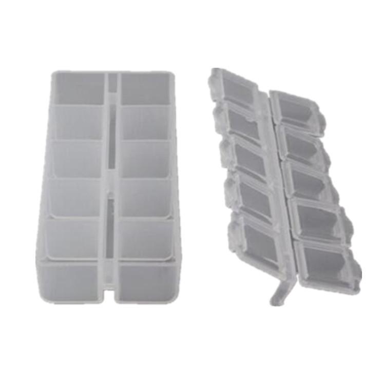 PP Large 10-Compartment Transparent Square Jewelry Storage Box with Lid