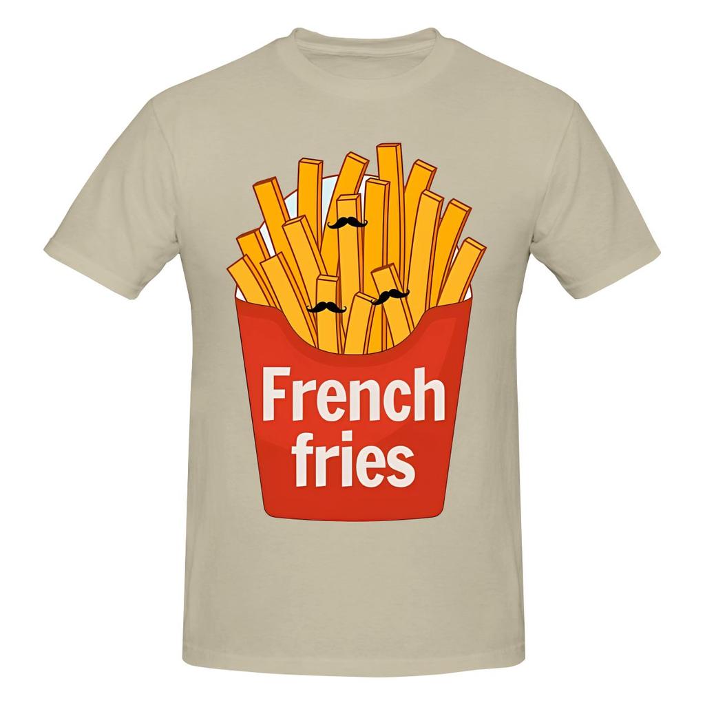 French Fries Fast Food Pun Moistureabsorbing And Breathable Tshirt Distressed Retro Youthful Feeling Tee