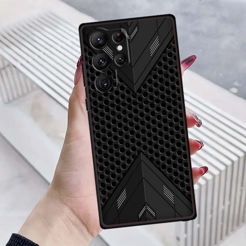 Black carved woven texture Phone Case For Samsung Galaxy S26 S25 S24 S23 S22 S21 S20 Ultra Plus FE 5G Black Soft TPU