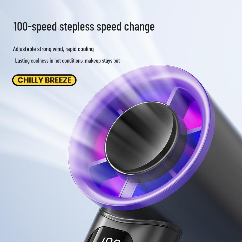 Cross-Border 2025 Handheld USB Fan: High-Speed, 100-Speed Stepless, Digital Display, Powerful Small Wind Cannon