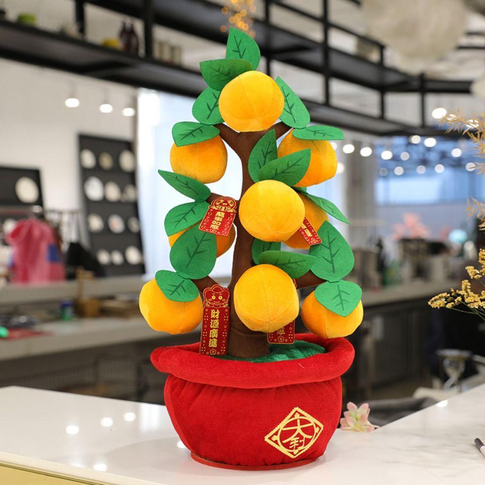 Peach Blossom Tree Pot Realistic Peach Fruit Tree Simulation Plush Orange Tree Potted Orange Tree
