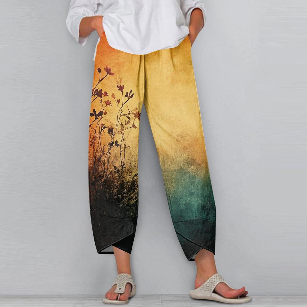 Damebukser Med Lommer Fritidsbukser Bukser For Kvinner Sommer Fritid Vide Ben Elastisk Livvidde Bukser Med Lommer