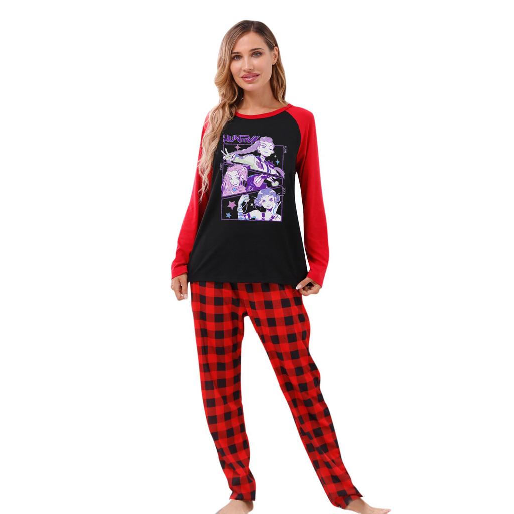 Nadruki Pasujące Rodzinne Zestawy Bluzki z Długim Rękawem+Spodnie Pasujące Rodzinne Zestawy