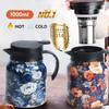 Vintage Floral Pattern Thermal Tea Pot 1000ML Coffee Pot New Thermal Carafe  for Hot Drinks