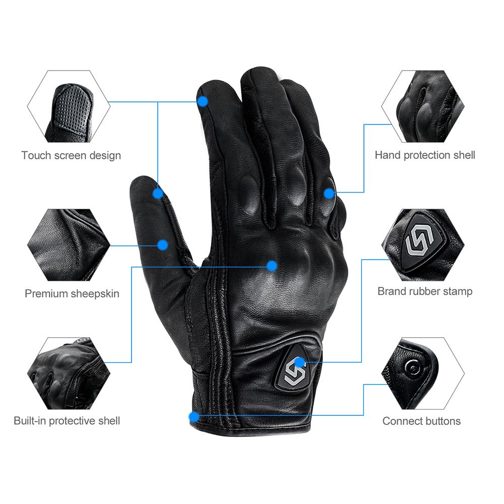 Motorcycle Touch Screen Gloves Full Finger Windproof Genuine Leather Off-road Racing Outdoor Protective Sports Riding Gloves