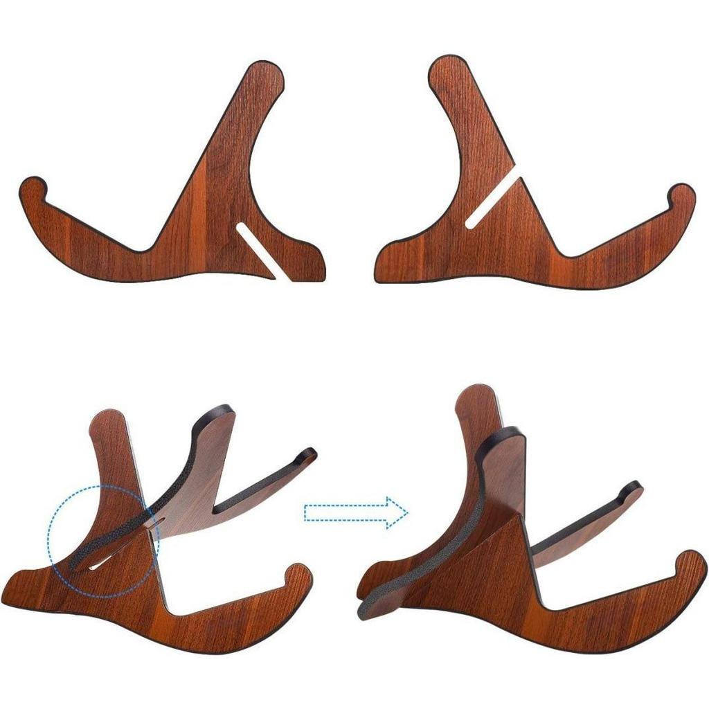 X-Type Wooden Guitar Stand, Thick Plywood with Soft Leather Edges, for Acoustic, Classical, and Bass Guitars