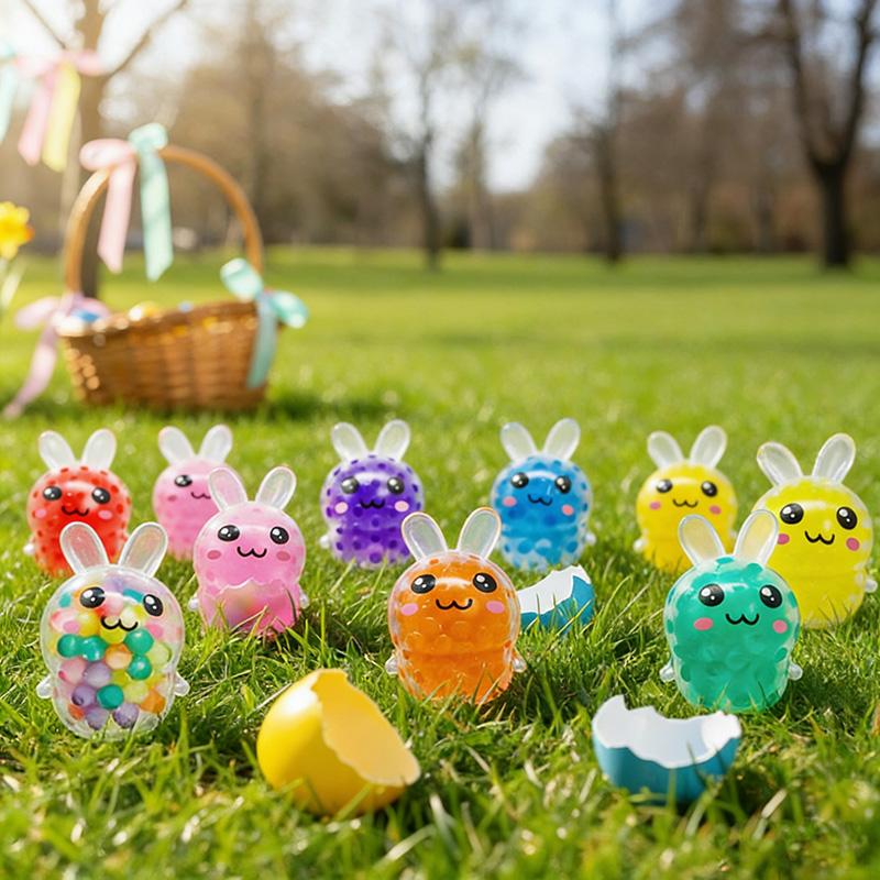 Easter Soft Bunny Squeeze Ball Stress Relief Fidget Toy Kids Birthday Party Favors Easter Party Egg Basket Fillers Boy Girl Gift