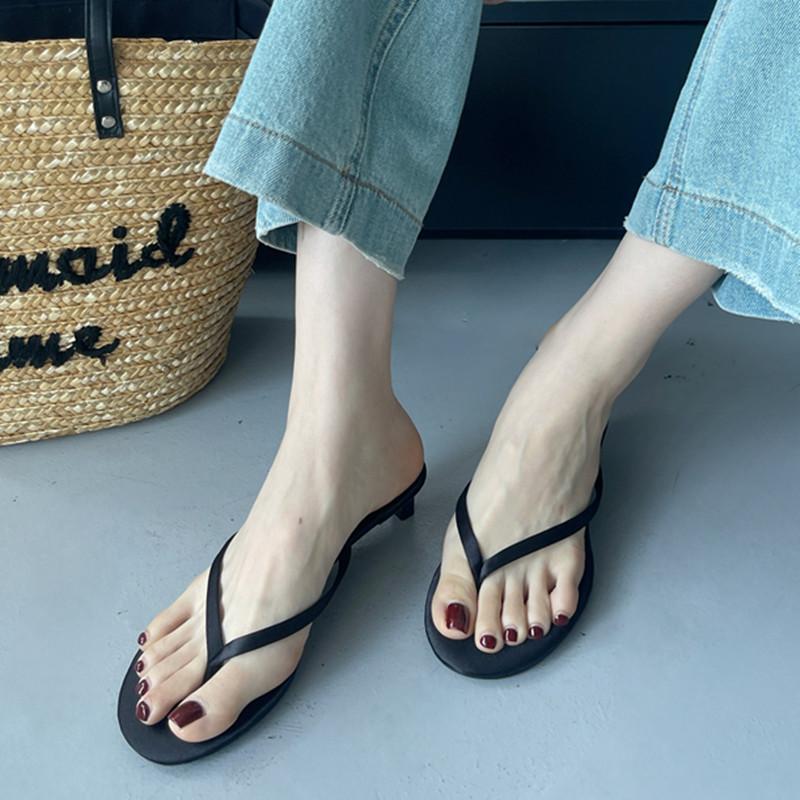 Bailamos Summer Thin High Heel Women Slipper Fashion Narrow Band Slip On Ladies Flip Flop Outdoor Dress Sandal Slides Shoes Muje