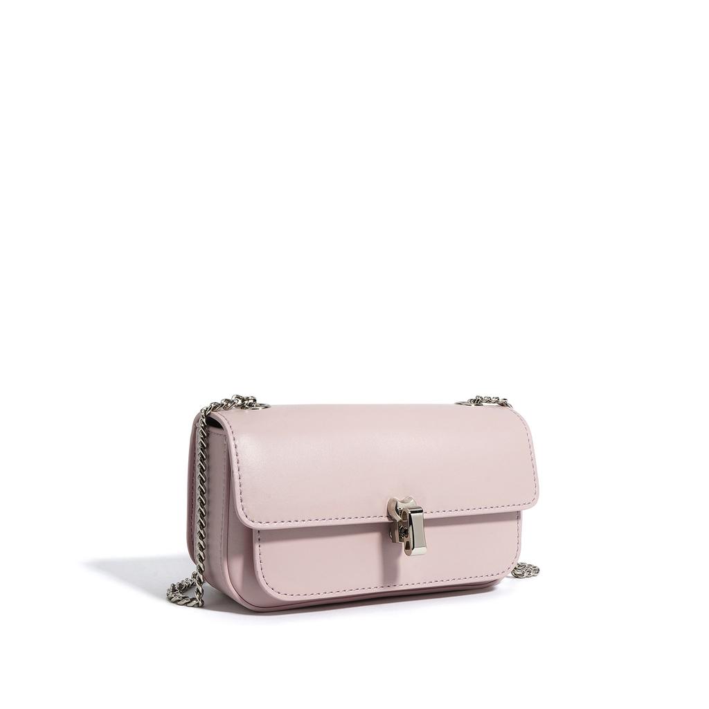 Simple Leather Chain Bag, Niche Texture Mobile Phone Messenger Bag, Casual Popular Bag, Cowhide Small Square Bag, Shoulder Bag.