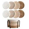 8 Cotton Rope Woven Placemats and Coasters: Handcrafted, Minimalist Coasters with a Japanese-Style Table Setting