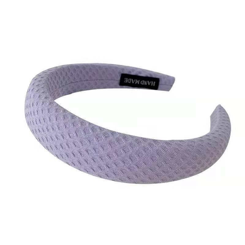 Candy Color Waffle Headband: High Crown, Advanced Face Wash Sponge, Wide Edge Hair Hoop for Early Spring.