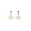 Light Luxury Silver Needle French Retro Fan-Shaped Cat's Eye Diamond Earrings for Women