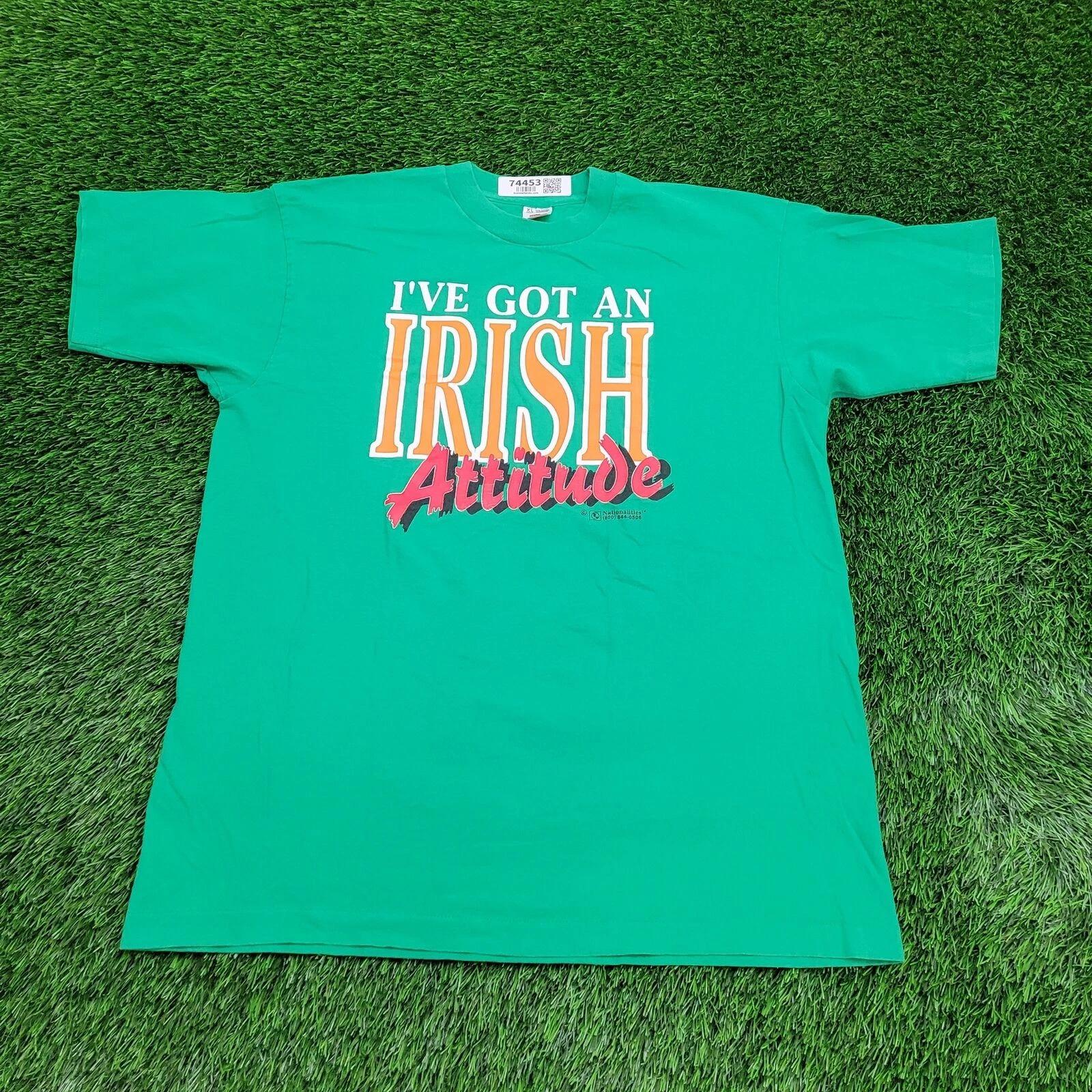 VTG 90s Irish T-Shirt L/XL 23x29 Green XL