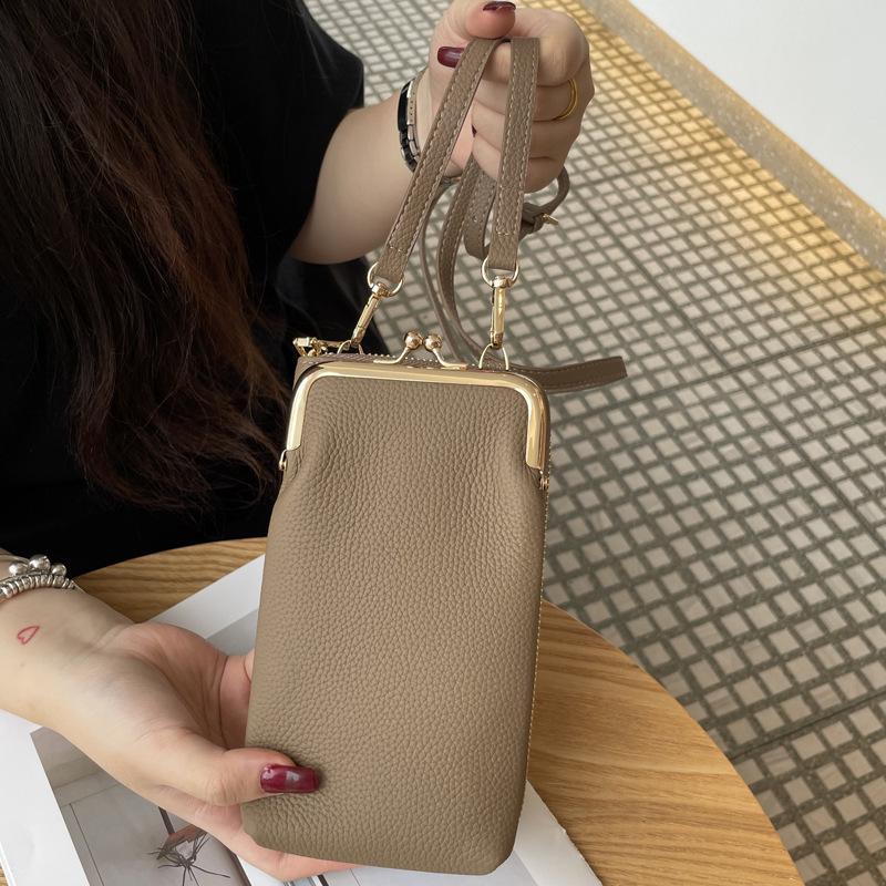 2025 Versatile Stylish Cowhide Crossbody Phone Bag – Fashionable Work Essential