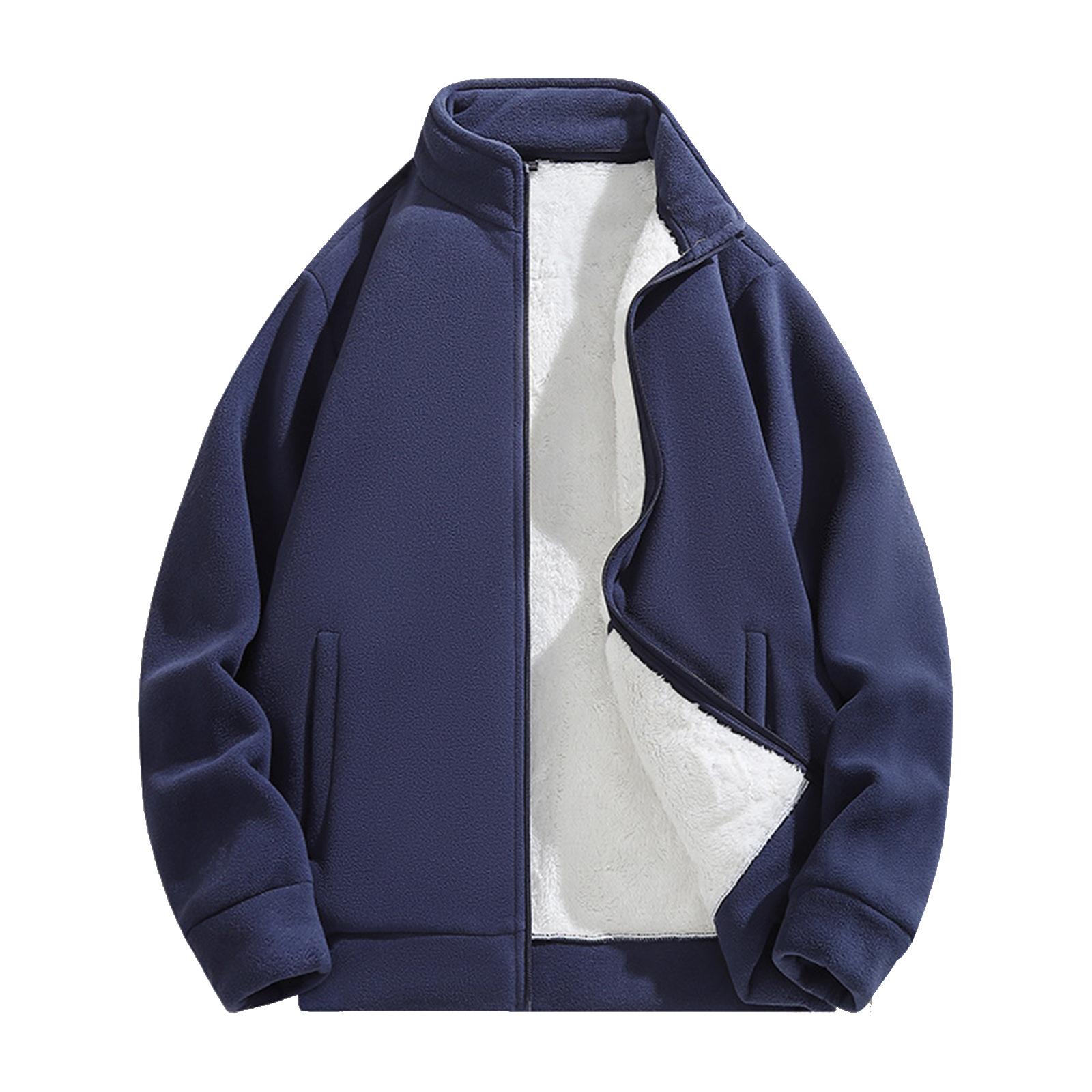 

Men s Casual Solid-color Loose Zipper Sweatshirt, Men s And Women s Long-sleeved Thickened Fleece Warm Sweatshirt Jacket M тёмно-синий