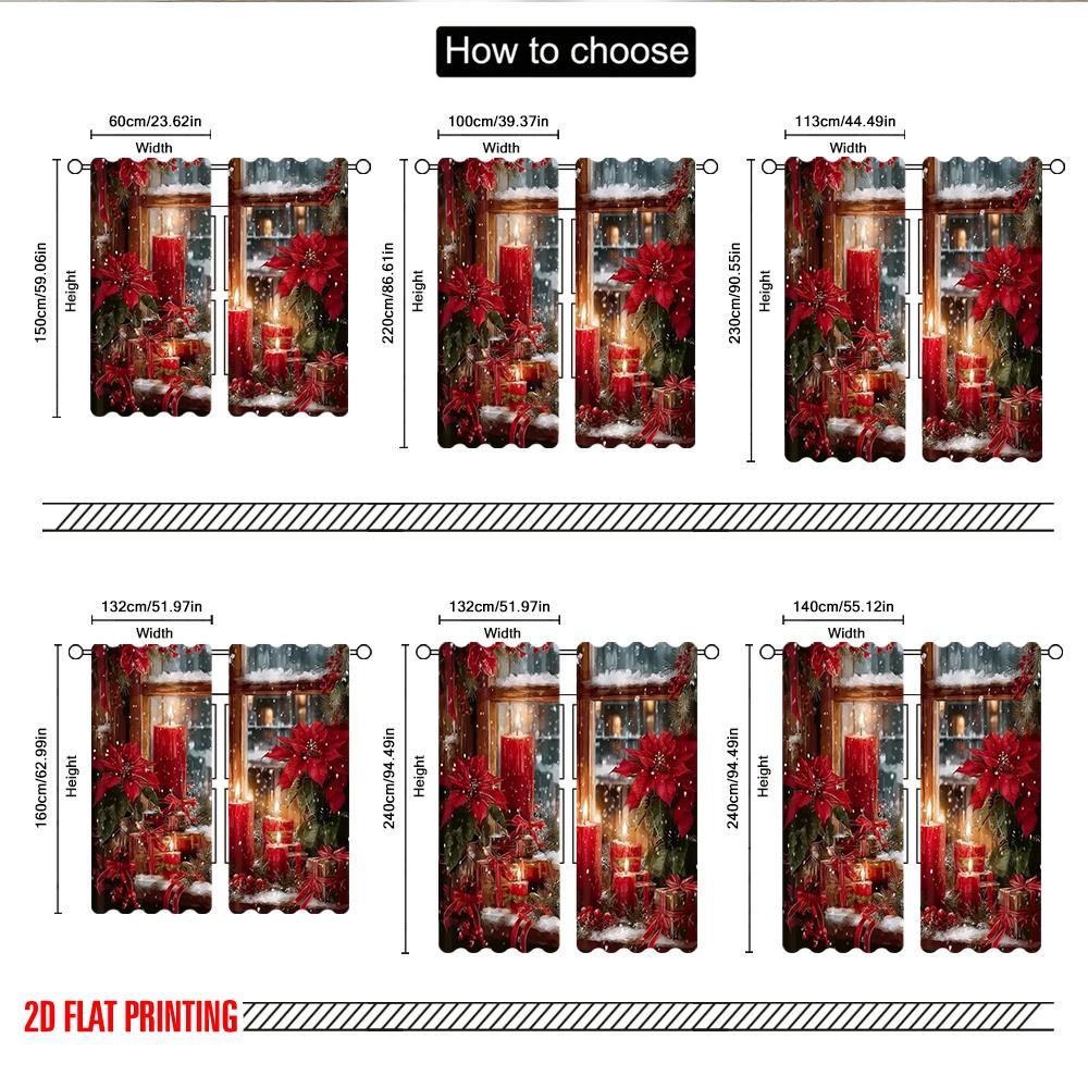 Classic Flat Printing Christmas Hot Curtains Digital Printed Polyester Drapes Party Decorations Use Set Of 2 Made