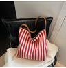 Large capacity simple fashion striped cloth bag spring new lazy style shopping bag shoulder tote bag