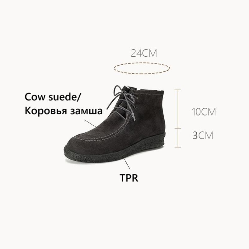 Fashion NEW Winter Women Boots Cow Suede Leather Shoes for Women Round Toe Thick Heel Shoes Zipper Wool Bland Ankle Boots Platform Boots