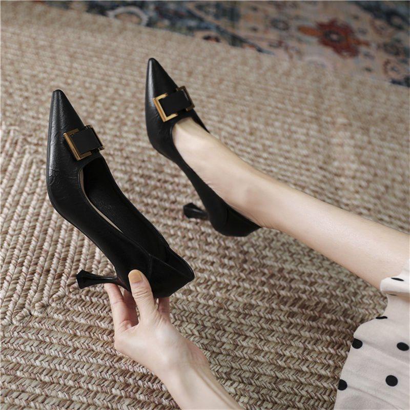 Pointed High Heels Women's Autumn New Fine Heel Temperament Commuting Light Mouth Single Shoes High Heels Are Not Tired
