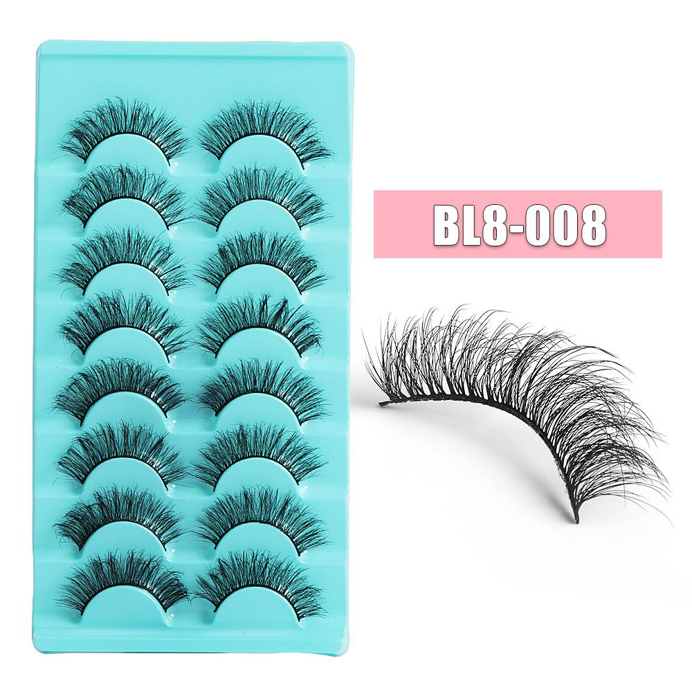 8 Pairs Of Daily Makeup False Eyelashes, Naturally Thick, Cross-Curled Eyelashes