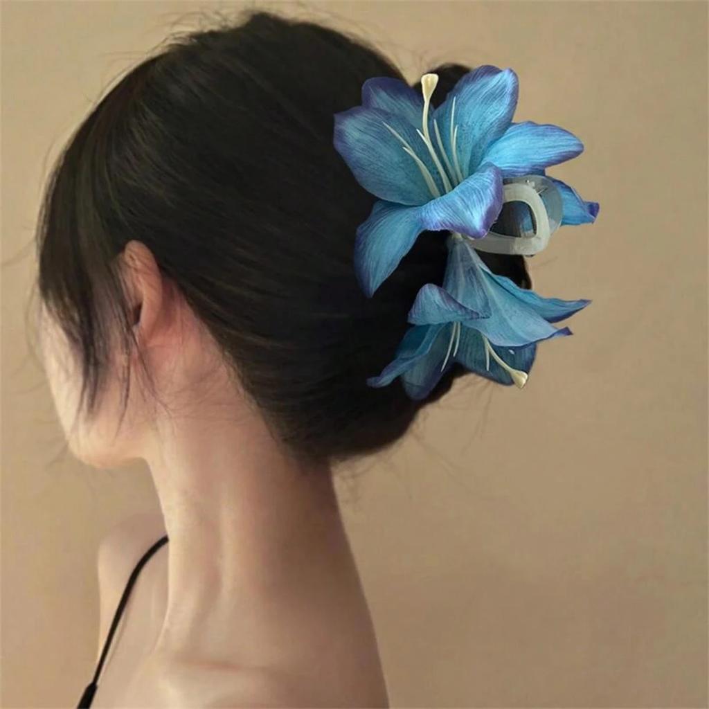 Atmosphere Simulation Lily Flower Hair Clip Beautiful High End Feeling Back Head Hair Bun Shark Hair Clip Headband Accessory New