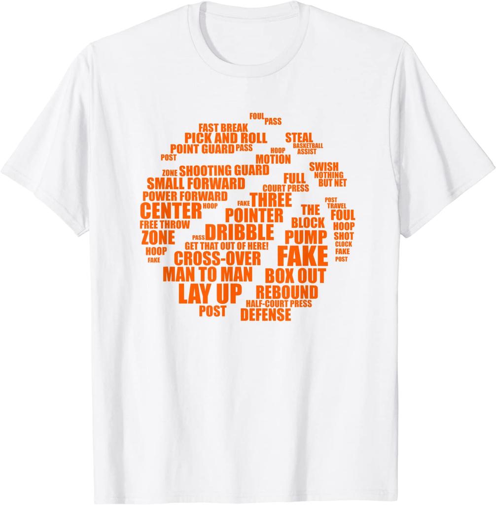 Koszulka Słowa Motywacyjne Terminy Koszykarskie Chmura Słów Graficzna Koszulka Topy Zabawne Krótki Rękaw Nadrukowane Litery Stroje