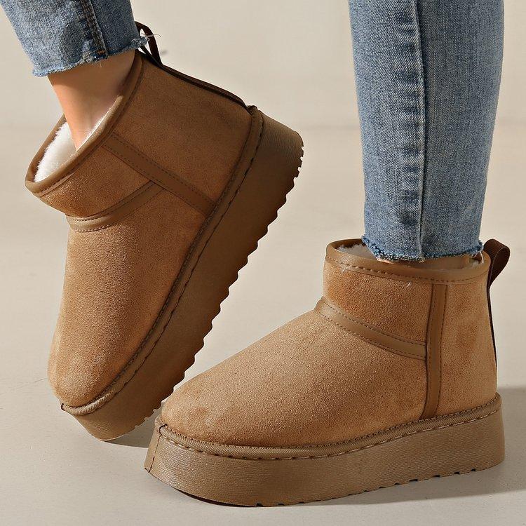 Large size snow boots women's new winter thickened warm low tube thick sole heightening cotton boots women's shoes