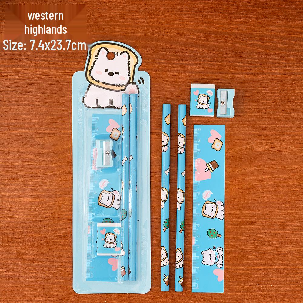 Cartoon Pencil Set: 5-Piece Student Stationery Gift for Kids, Perfect for Back-to-School or Kindergarten Prizes
