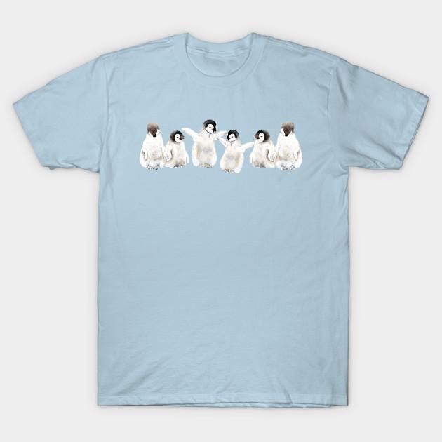 Men Black Print T-shirt Penguin Chicks No-Cut Transfer Paper Print Cotton Tshirt 2XL