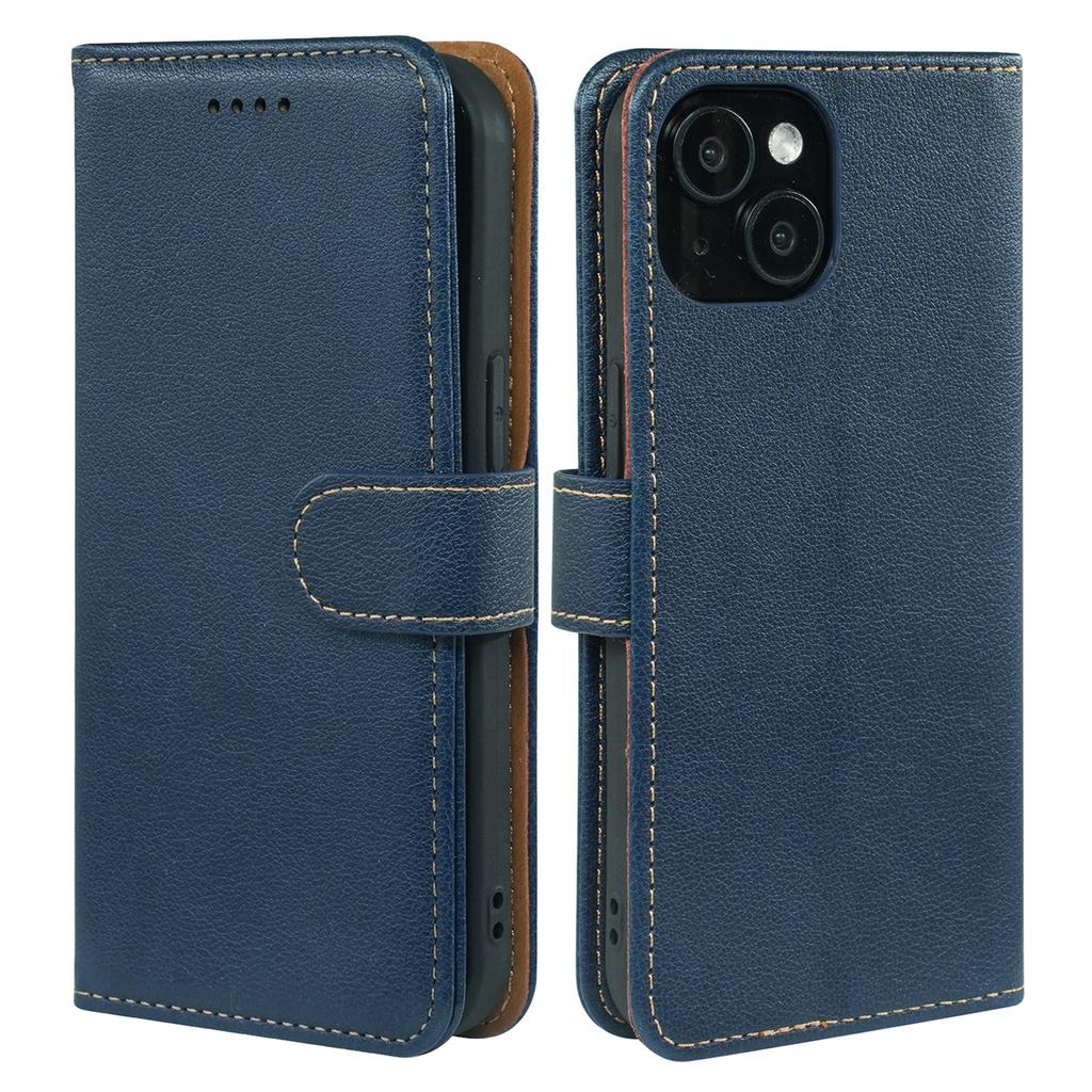 For iPhone 14 Case RFID Blocking Wallet Litchi Texture Leather Phone Cover Magnetic Clasp