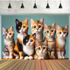 2D Adorable Kitten Family Backdrop Cloth, Cat Group Wall Decor Background
