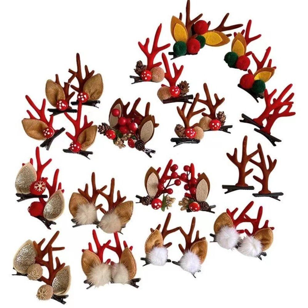 Kawaii Christmas Hair Clips Hair Accessories Cartoon Barrettes Hair Pin Antler Hairpin  Xmas