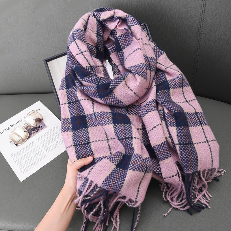 2026 New Woven Field Grid Scarf Imitation Cashmere Fringed Shawl Autumn and Winter Advanced Sense Thickened Scarf