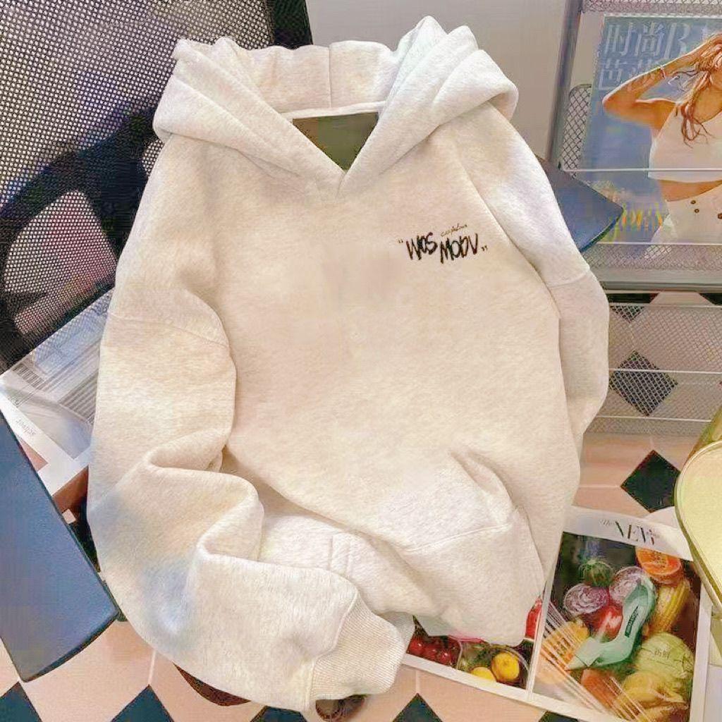 Unisex Heavyweight Hooded Cotton Sweatshirt with Plus Velvet for Autumn/Winter – Trendy, Versatile, and Loose-Fit Brand Top