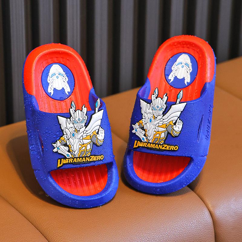 

New Ultraman Zero children s slippers for summer bathing, soft-soled, non-slip indoor sandals for boys and toddlers 26-27Inner Length17cm abo синий