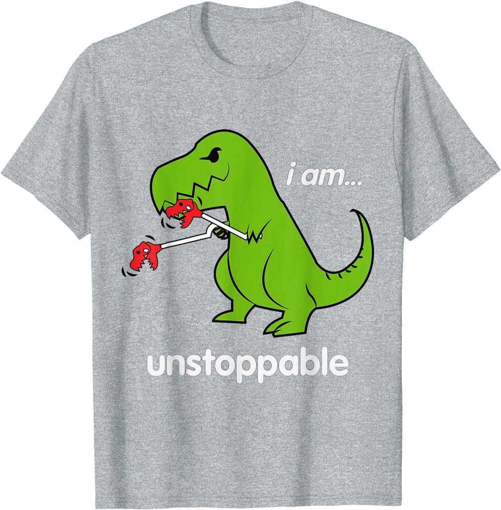 I Am Unstoppable T-Rex  Dino Cool Cute Humor Funny T-Shirt Tshirts Tops Tees New Design Cotton Hip Hop Gift Men's