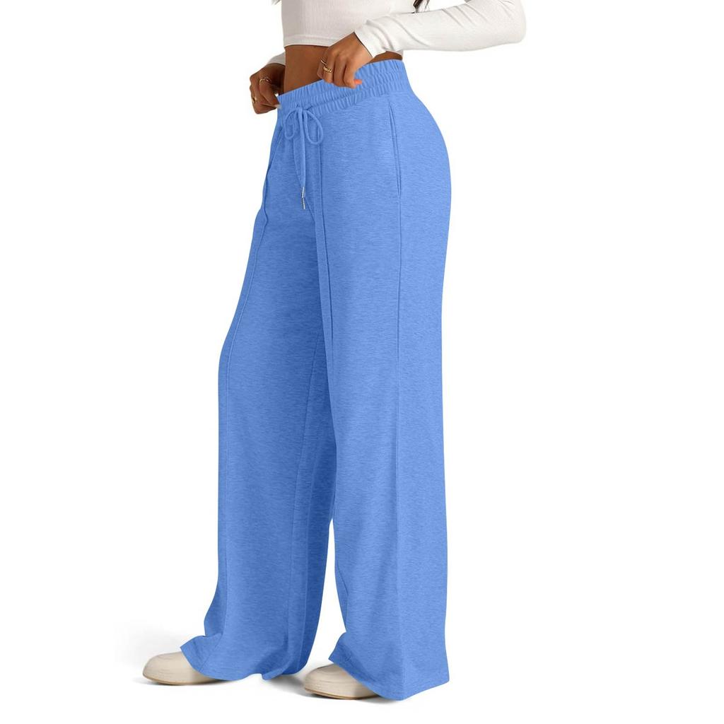 Women's Pants Fashion Casual Pants Solid Color Drawstring High Waist Pants With Pockets