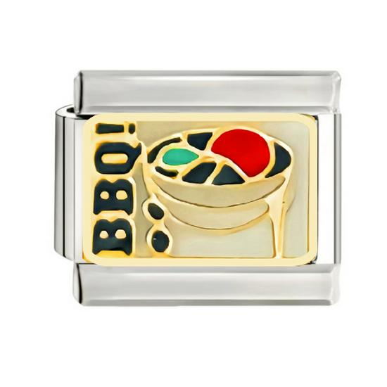 Gold-Plated Titanium Enamel Cross Bracelet - Italian DIY Charm for Little Girls