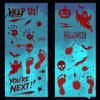 Temporary Party Wall Murals Halloween Horror Stickers, with Spooky Handprints Footprints Printed, Indoor Outdoor Decorations Self-adhesive Decals, for