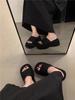 Korean version of muffin thick-soled cool slippers women's summer wear fashion high sense Internet celebrity word drag 2025 new beach shoes