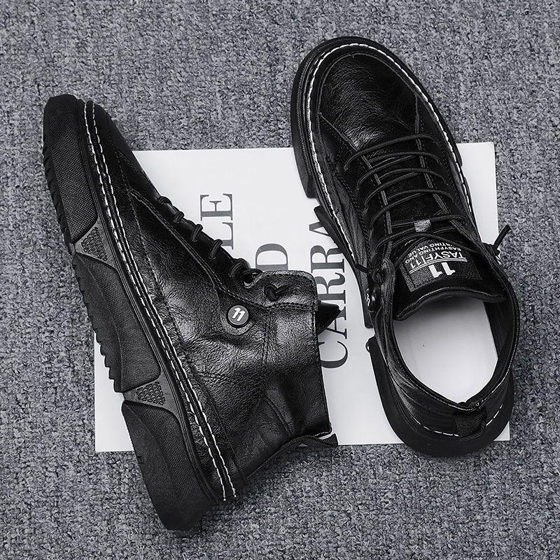 Chunky Casual Board Shoe Breathable Work Sneakers Man Spring Autumn Lace Up Black Leisure Vulcanize Shoes for Men Deals Size 40