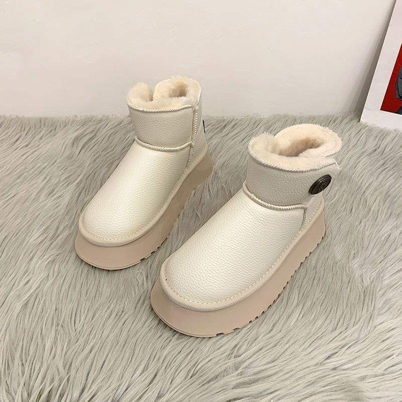 Snow Boots Women's Thick-soled Super Soft Muffin Velvet Thickened Waterproof and Non-slip Fur Integrated 2025 New Bread Short Boots