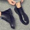 Mens Autumn Winter Leather Mid High Boots British Style Casual Platform Work Boots