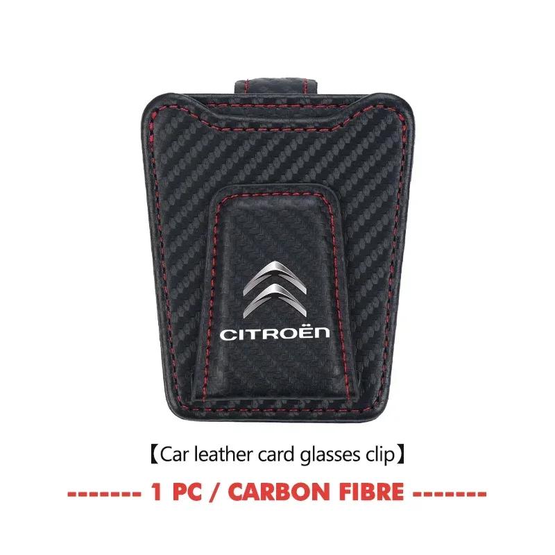 Car Sunglasses Holder Sun Visor Leather Hanger Ticket Card Clip For Citroen C4 C3 C5 C1 C2 C6 VTS C4L DS3 DS4 DS5 Grand Berlingo