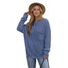 Winter Hot Sale Solid Color Chic Pocket Decorative Crew Neck Women's Bottom Knitted Sweater Pullover Sweater