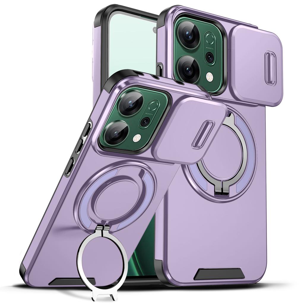For Oppo Reno 15 Pro Case, Magnetic Camera Cover Phone  Case Cover with 360° Rotating Ring Holder for Oppo Reno 15 F/Reno 14/Reno 13 Pro