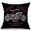 Vintage Motorcycle Club New York Motor Race Funky Throw Pillow Case Black Letter Print Live Fast Die Young Sofa Cushion Cover