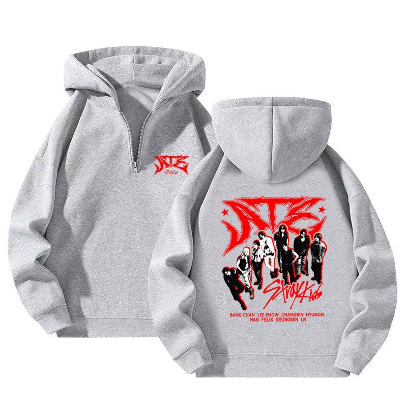 Hanorace pentru bărbați femei StrayKids Combinație Imprimat Pulover cu fermoar Nou Pulover cu fermoar Bărbați și femei Același stil Hanorac