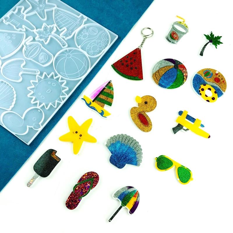 DIY Keychain Pendant Silicone Mold Crystal Epoxy Resin Casting Mould Keychain Pendants Jewelry Making Mold Accessories